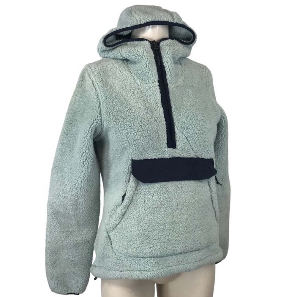 THE NORTH FACE WOMENS LIGHT BLUE 1/4 ZIP HOODED FLEECE